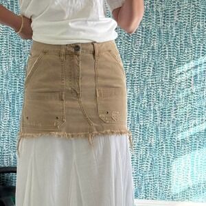 Free People Denim Khaki Skirt